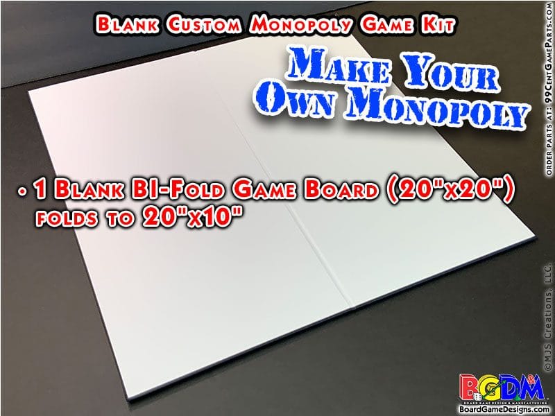 Game Board for Blank Custom Monopoly Kit (Make your own Custom Monopoly Game) Includes all parts!