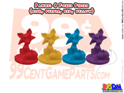 4 Foxes (4 color set; 1 each of red, yellow, blue and purple) Sly Fox Game Player Pieces